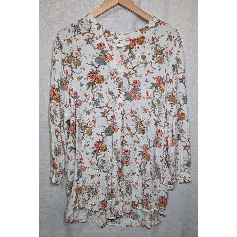 GP & J BAKER X H&M Oriental‎ Bird Floral Tunic/Dress Oversized LS Size 6 Prairie